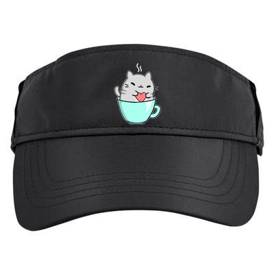 Cute Cat Coffee Lover Gift Adult Drive Performance Visor