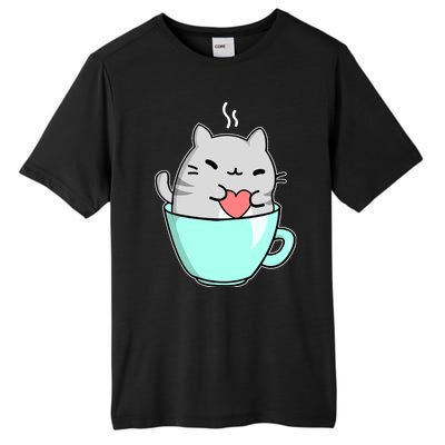 Cute Cat Coffee Lover Gift Tall Fusion ChromaSoft Performance T-Shirt