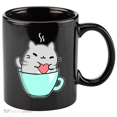 Cute Cat Coffee Lover Gift 11oz C Handle Ceramic Mug
