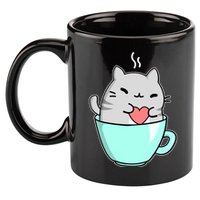 Cute Cat Coffee Lover Gift 11oz C Handle Ceramic Mug