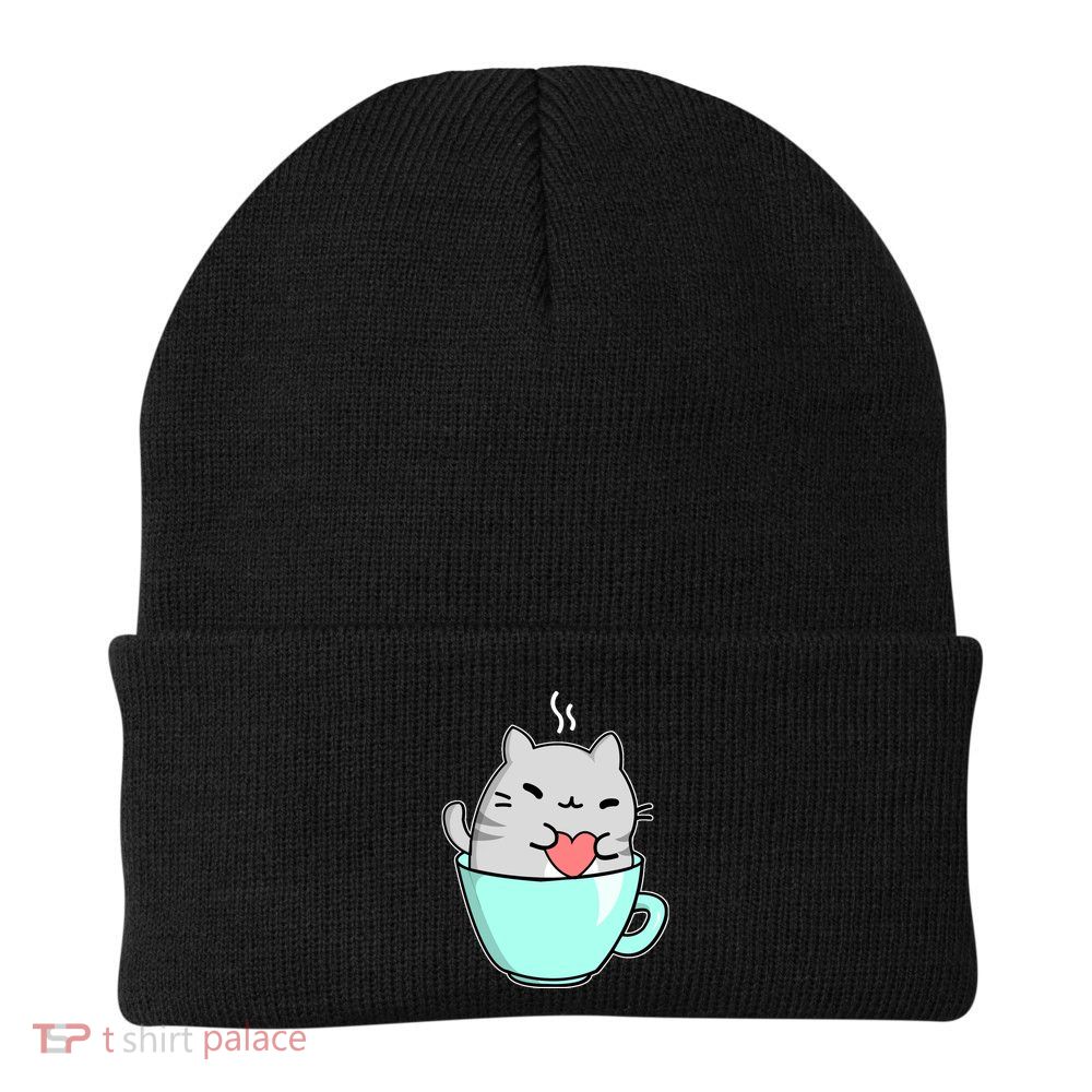Cute Cat Coffee Lover Gift Beanie