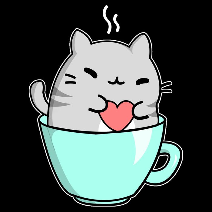 Cute Cat Coffee Lover Gift Drawstring Bag
