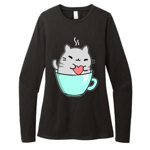 Cute Cat Coffee Lover Gift Womens CVC Long Sleeve Shirt