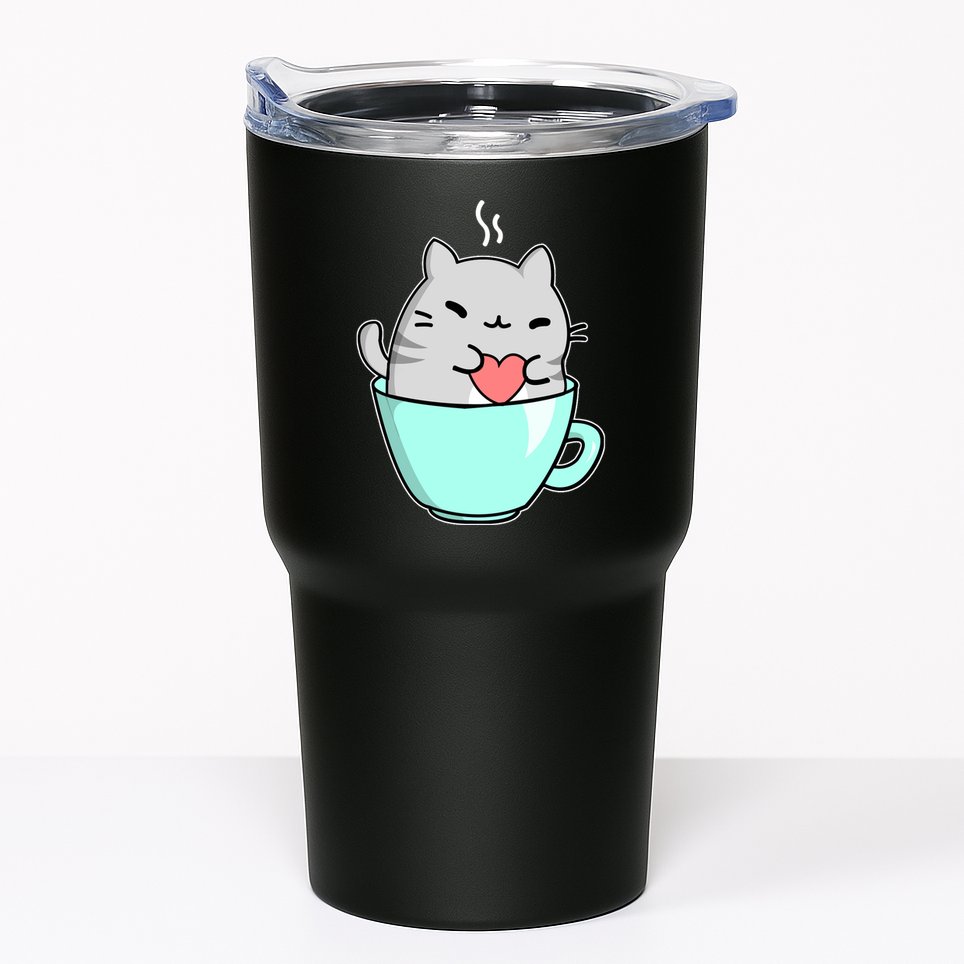Cute Cat Coffee Lover Gift Tumbler