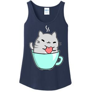 Cute Cat Coffee Lover Gift Ladies Essential Tank