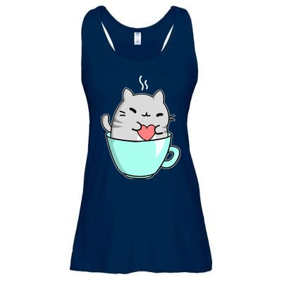 Cute Cat Coffee Lover Gift Ladies Essential Flowy Tank