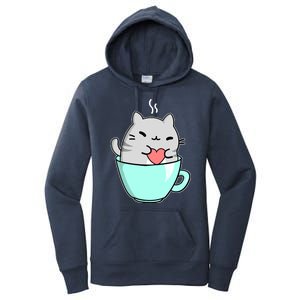 Cute Cat Coffee Lover Gift Women's Pullover Hoodie