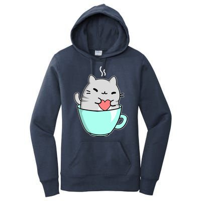 Cute Cat Coffee Lover Gift Women's Pullover Hoodie