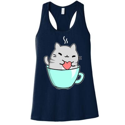 Cute Cat Coffee Lover Gift Women's Racerback Tank