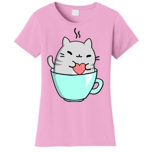 Cute Cat Coffee Lover Gift Women's T-Shirt