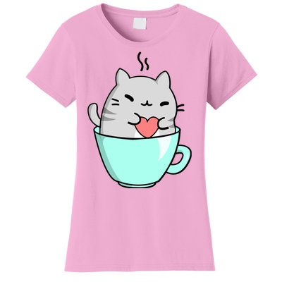 Cute Cat Coffee Lover Gift Women's T-Shirt