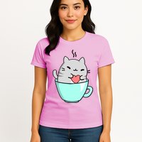 Cute Cat Coffee Lover Gift Womens T-Shirt