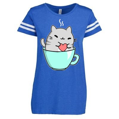 Cute Cat Coffee Lover Gift Enza Ladies Jersey Football T-Shirt