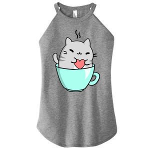 Cute Cat Coffee Lover Gift Women's Perfect Tri Rocker Tank