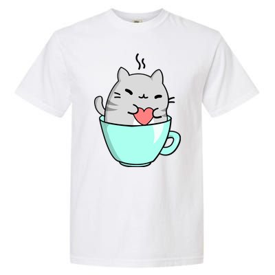 Cute Cat Coffee Lover Gift Garment-Dyed Heavyweight T-Shirt