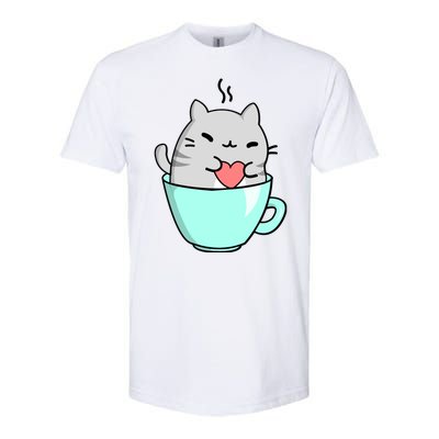 Cute Cat Coffee Lover Gift Softstyle® CVC T-Shirt