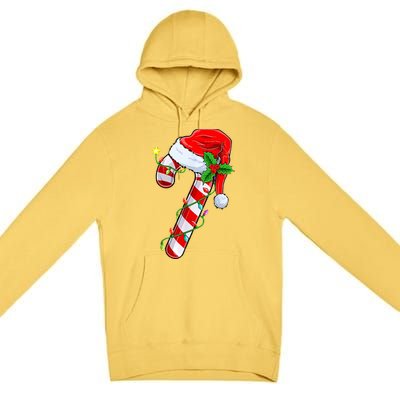 candy cane crew christmas lights family matching  Premium Pullover Hoodie