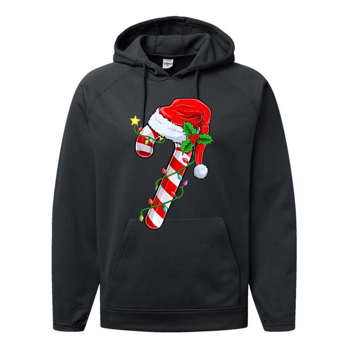 candy cane crew christmas lights family matching  Performance Fleece Hoodie