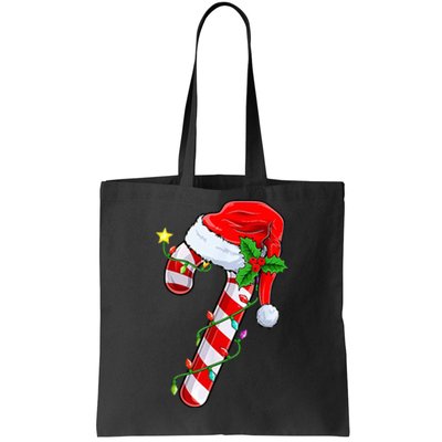 candy cane crew christmas lights family matching  Tote Bag