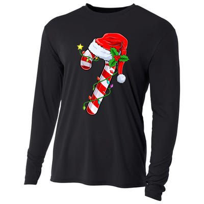 candy cane crew christmas lights family matching  Cooling Performance Long Sleeve Crew