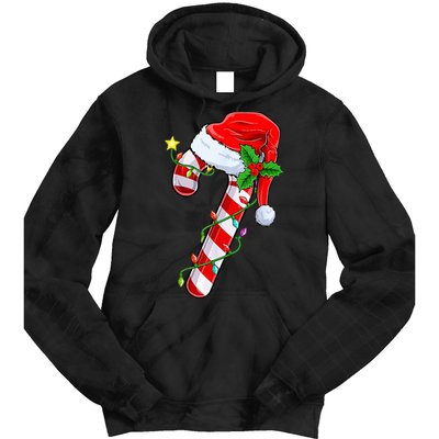 candy cane crew christmas lights family matching  Tie Dye Hoodie