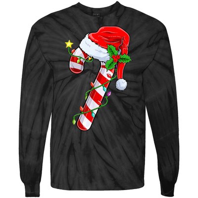 candy cane crew christmas lights family matching  Tie-Dye Long Sleeve Shirt