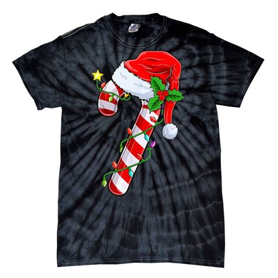 candy cane crew christmas lights family matching  Tie-Dye T-Shirt