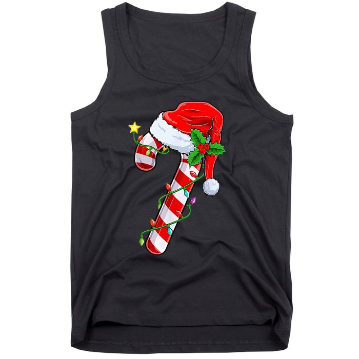 candy cane crew christmas lights family matching  Tank Top