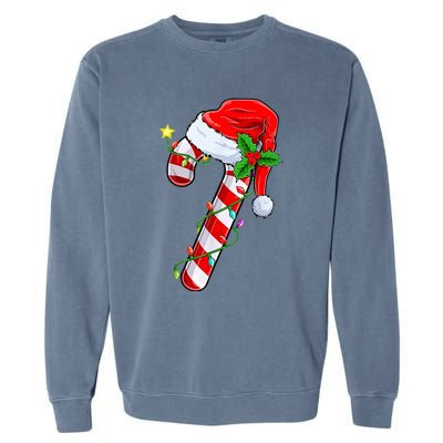 candy cane crew christmas lights family matching  Garment-Dyed Sweatshirt