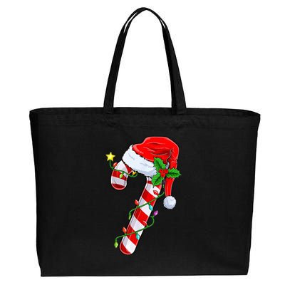 candy cane crew christmas lights family matching  Cotton Canvas Jumbo Tote