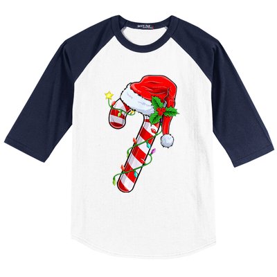 candy cane crew christmas lights family matching  Baseball Sleeve Shirt