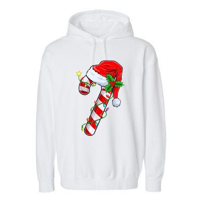 candy cane crew christmas lights family matching  Garment-Dyed Fleece Hoodie