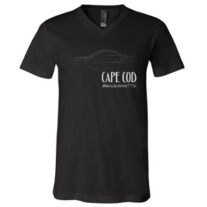 Cape Cod Canal Sagamore Bridge Illustration Art Souvenir V-Neck T-Shirt