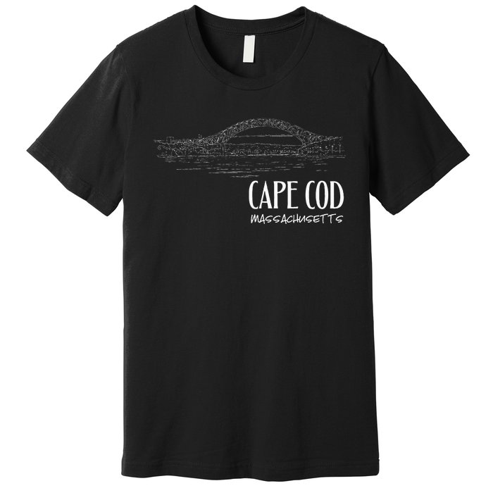 Cape Cod Canal Sagamore Bridge Illustration Art Souvenir Premium T-Shirt