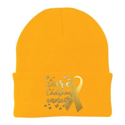 Cure Childhood Cancer Butterflies Ribbon Knit Cap Winter Beanie