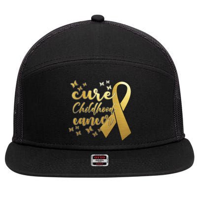 Cure Childhood Cancer Butterflies Ribbon 7 Panel Mesh Trucker Snapback Hat