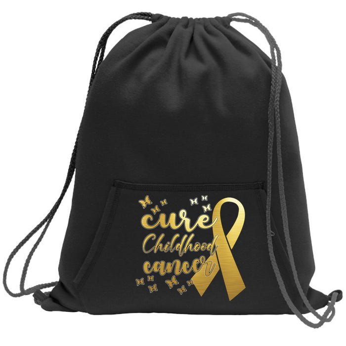 Cure Childhood Cancer Butterflies Ribbon Sweatshirt Cinch Pack Bag