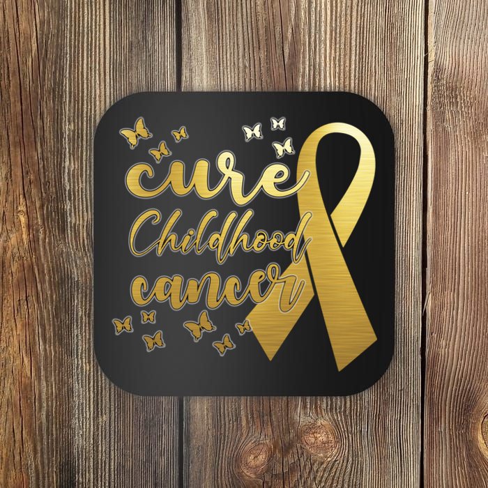 Cure Childhood Cancer Butterflies Ribbon Coaster