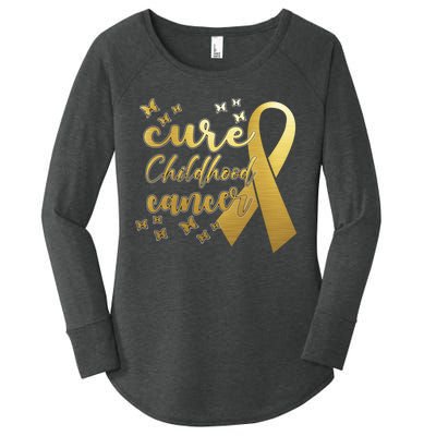 Cure Childhood Cancer Butterflies Ribbon Women's Perfect Tri Tunic Long Sleeve Shirt