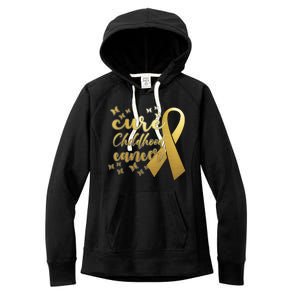 Cure Childhood Cancer Butterflies Ribbon Women's Fleece Hoodie