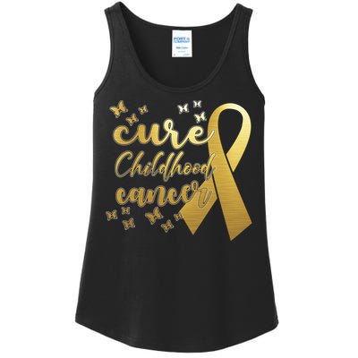 Cure Childhood Cancer Butterflies Ribbon Ladies Essential Tank