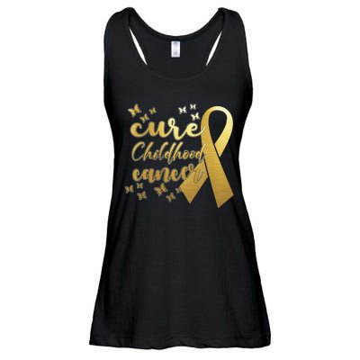 Cure Childhood Cancer Butterflies Ribbon Ladies Essential Flowy Tank