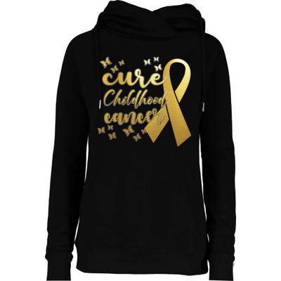 Cure Childhood Cancer Butterflies Ribbon Womens Funnel Neck Pullover Hood