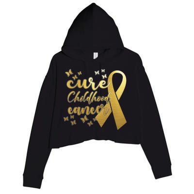 Cure Childhood Cancer Butterflies Ribbon Crop Fleece Hoodie