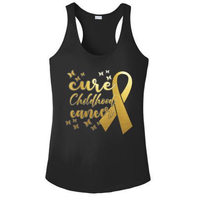 Cure Childhood Cancer Butterflies Ribbon Ladies PosiCharge Competitor Racerback Tank