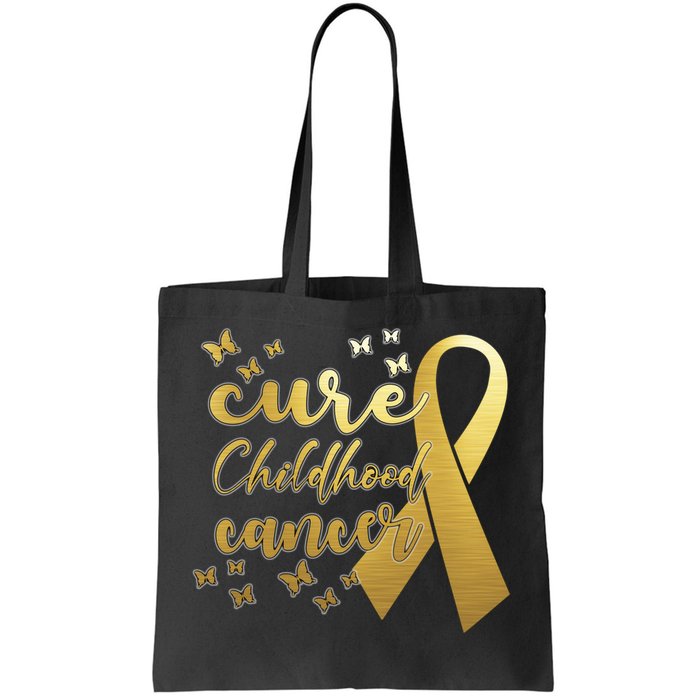 Cure Childhood Cancer Butterflies Ribbon Tote Bag