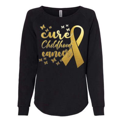 Cure Childhood Cancer Butterflies Ribbon Womens California Wash Sweatshirt