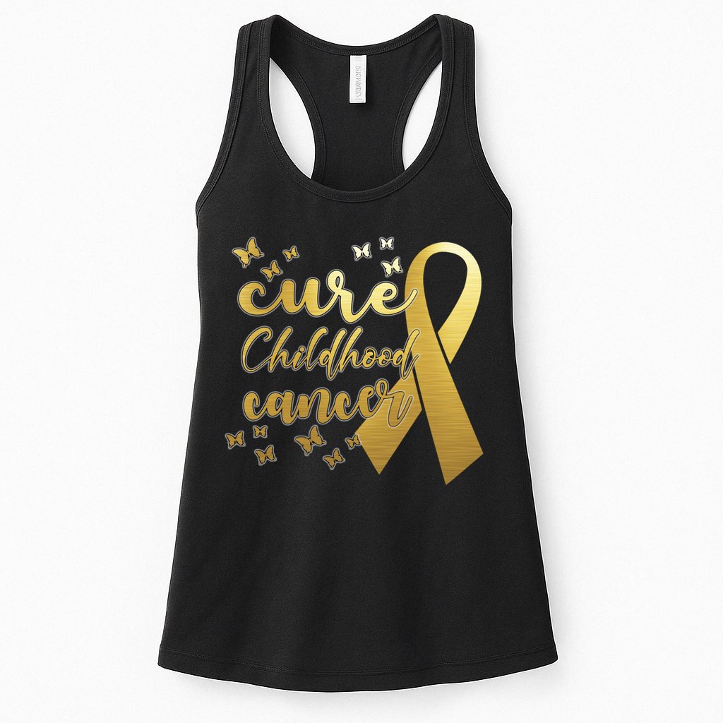 Cure Childhood Cancer Butterflies Ribbon Womens Tank Top