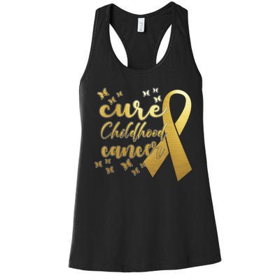 Cure Childhood Cancer Butterflies Ribbon Women's Racerback Tank