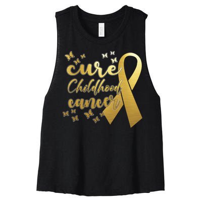 Cure Childhood Cancer Butterflies Ribbon Women's Racerback Cropped Tank